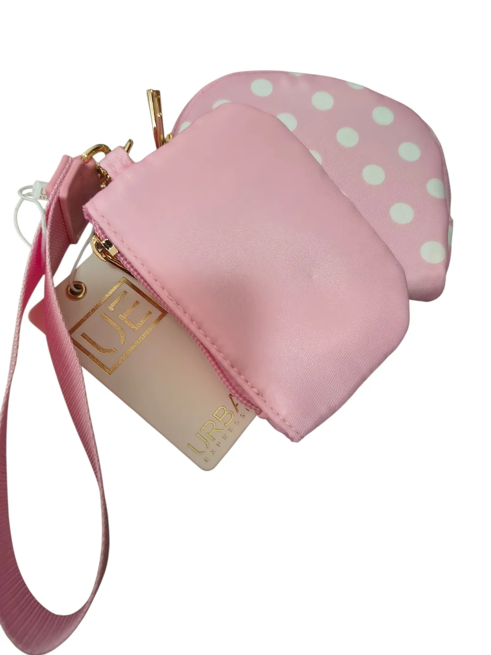 Urban Expressions Originals Pink Polka Dot & Solid Wristlet Set